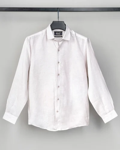 Luxury Linen tailored fit woven shirt | Off White