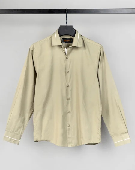 Cotton slim fit woven shirt | Lead Grey