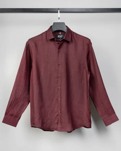 Luxury Linen tailored fit woven shirt | Wine
