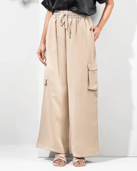 Female Wide Hem Cargo Pants | Whisper White