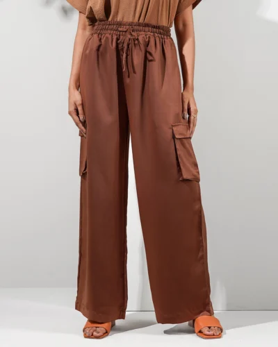 Female Wide Hem Cargo Pants | Coffee