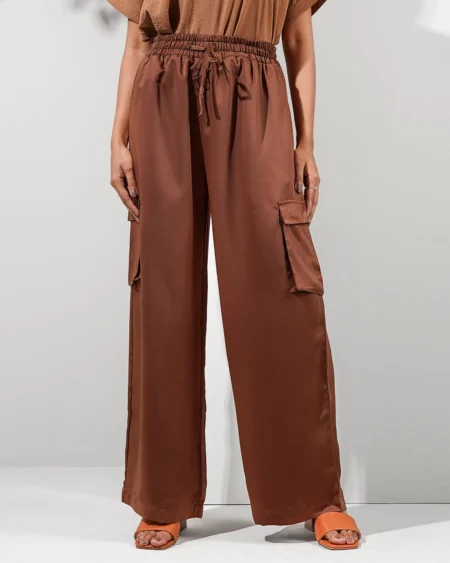 Female Wide Hem Cargo Pants | Coffee