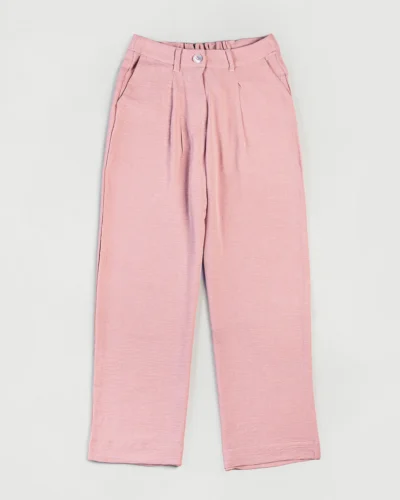 Female Bottom Wide Hem Details Premium Rayon Straight Fit Pant | Misty Rose