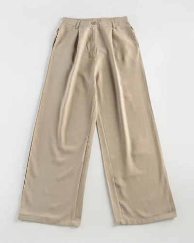 Female Bottom Wide Hem Details Straight Fit Pant | Burnt Ochre