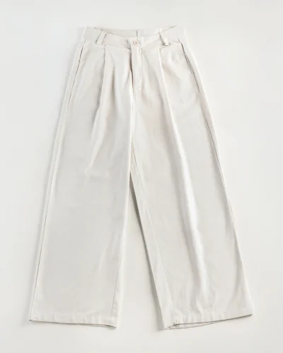 Female Bottom Wide Hem Details Straight Fit Pant | Cream White
