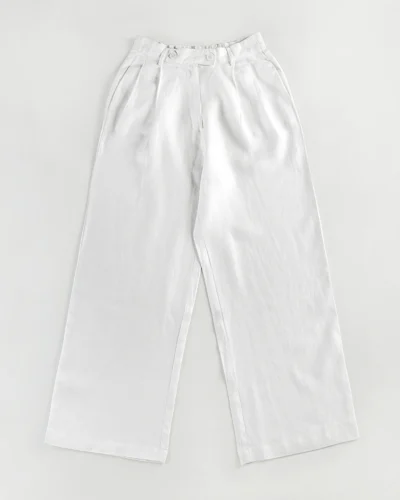 Female Bottom Wide Hem Details Straight Fit Pant | White