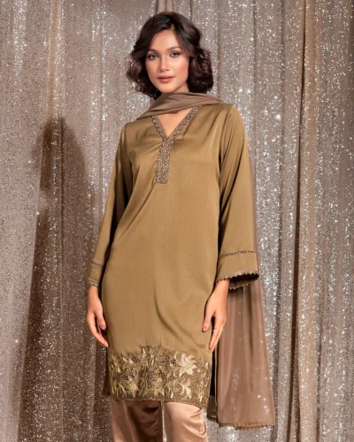 Embroidered Crepe Luxury Georgette Long Kameez | Castleton Green