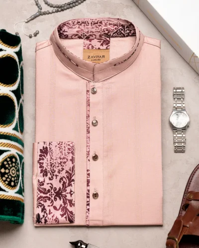 Zaviyar Premium Panjabi | Crepe Pink