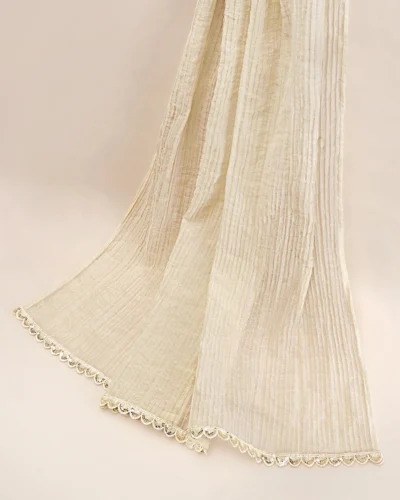 Premium Crinkle Cotton Blend Dupatta | Whisper White