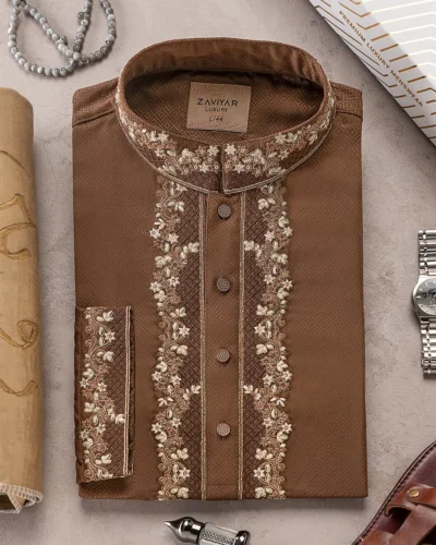 Zaviyar Premium Panjabi | Chocolate Fondant