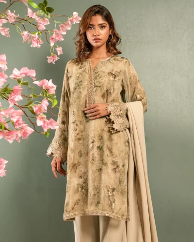 Embroidered Organza Fine Georgette Short Kameez | Ash Black