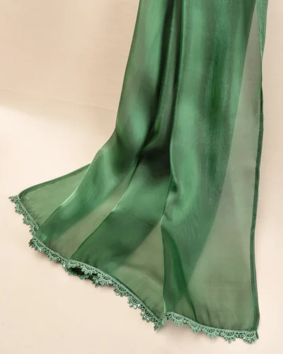 Premium Organza Dupatta | Emerald Green