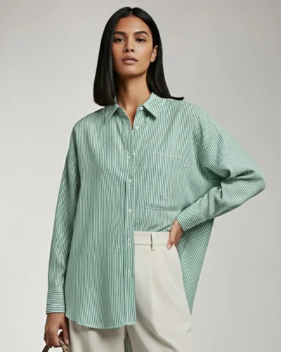 Female Premium Cotton Loose Fit Top | Blue Green