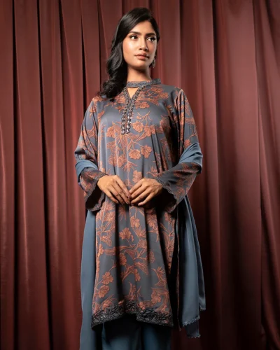 Embroidered Premium Printed Georgette Short Kameez | Admiral