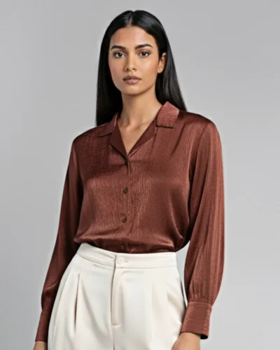 Female Loose Fit Casual Top | Coffee