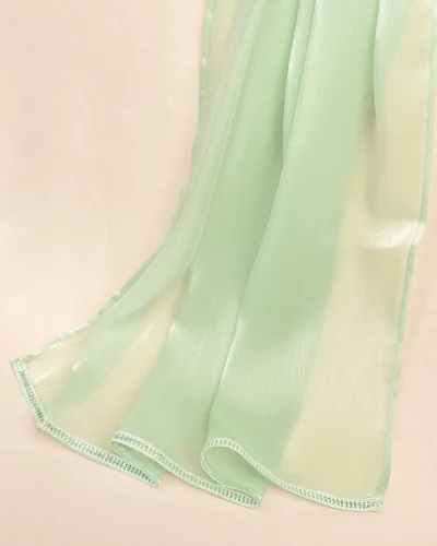 Premium Chiffon Crepe Zari Dupatta | Asparagus Green