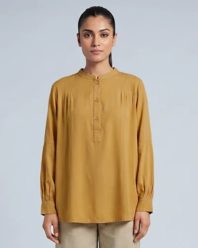 Female Loose Fit Casual Top | Burly Wood