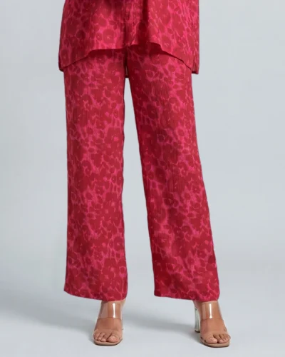 Female Bottom Wide Hem Rayon Cotton Loose Fit Pant | Jester Red