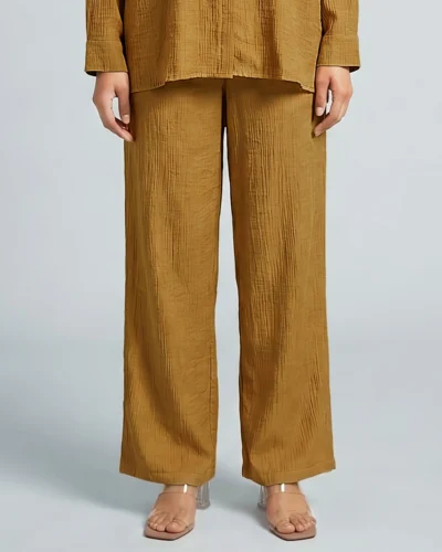 Female Bottom Wide Hem Loose Fit Pant | Golden Brown
