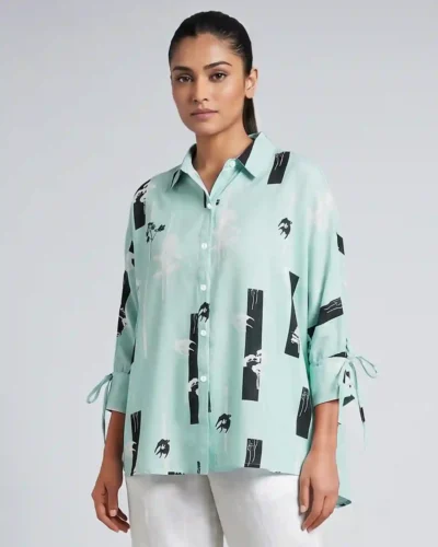 Female Loose Fit Casual Top | Light Sky Blue