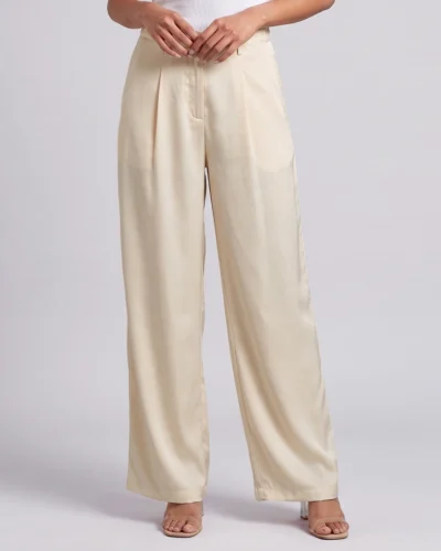Female Bottom Wide Hem Loose Fit Pant | Daisy White
