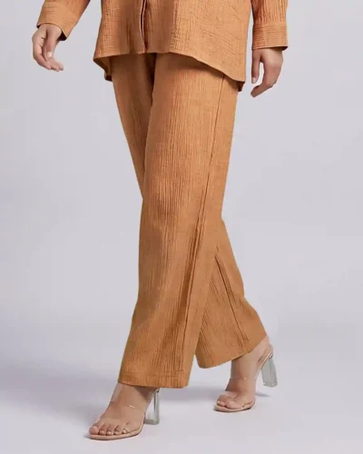Female Bottom Wide Hem Loose Fit Pant | Beige Brown
