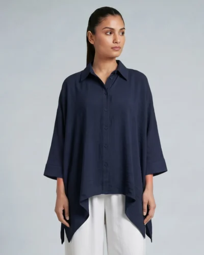 Female Loose Fit Casual Top | Navy Blue