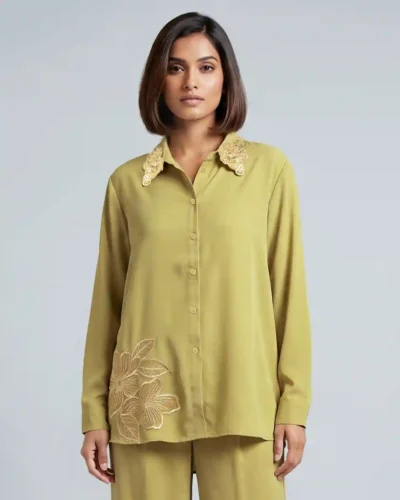 Female Loose Fit Casual Top | Olive Green