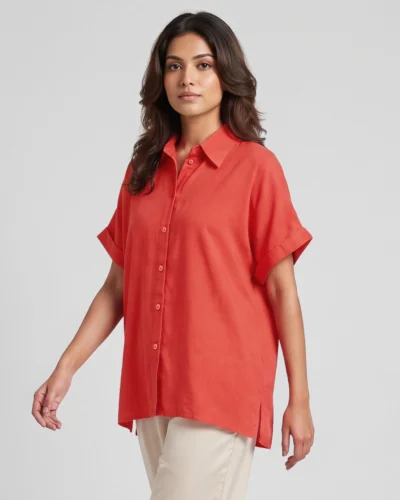 Female Loose Fit Casual Top | Burnt Ochre