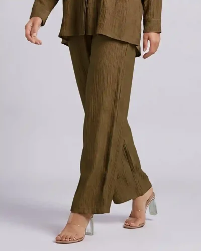 Female Bottom Wide Hem Loose Fit Pant | Burnt Olive