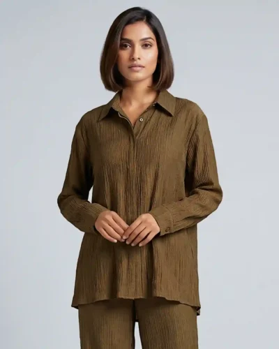 Female Loose Fit Casual Top | Burnt Olive