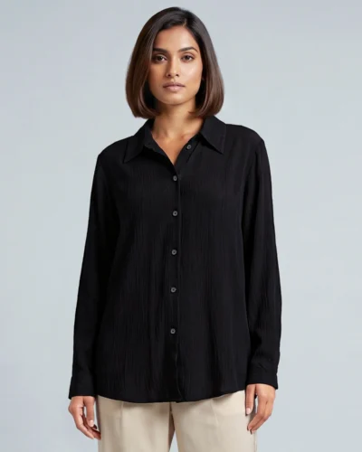 Female Loose Fit Casual Top | Black
