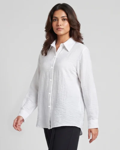 Female Loose Fit Casual Top | Coconut White
