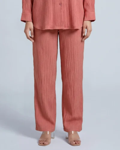 Female Bottom Wide Hem Loose Fit Pant | Mauvwood Pink